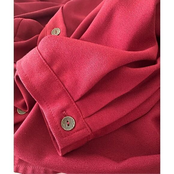 Susan Graver Artisan Women's Red Beaded Collar Button Long Sleeve Blouse Size XL - Picture 4 of 8